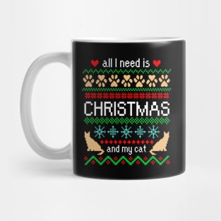 All I Need is Christmas and My Cat Ugly Sweater Black Mug